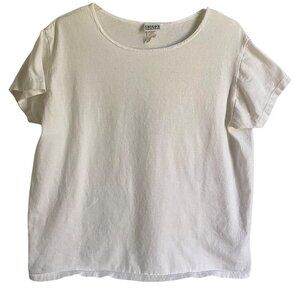 Chico's Design White Short Sleeve Cotton Shirt Size M/L